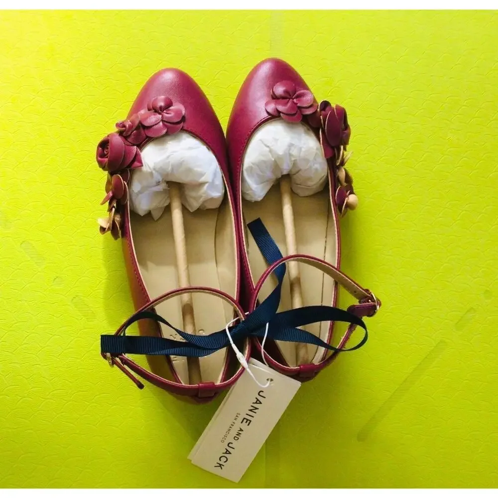 NWT❤️Janie and jack Girls Flower Flat shoes sz13